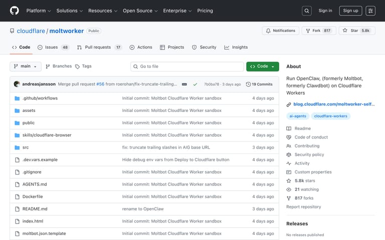 GitHub репозиторий MoltWorker