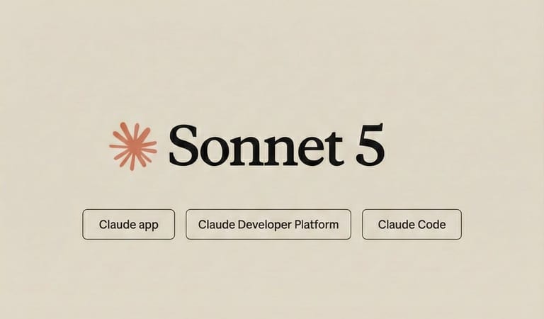 Графика анонса Claude Sonnet 5 с логотипом Anthropic и кнопками Claude app, Claude Developer Platform, Claude Code