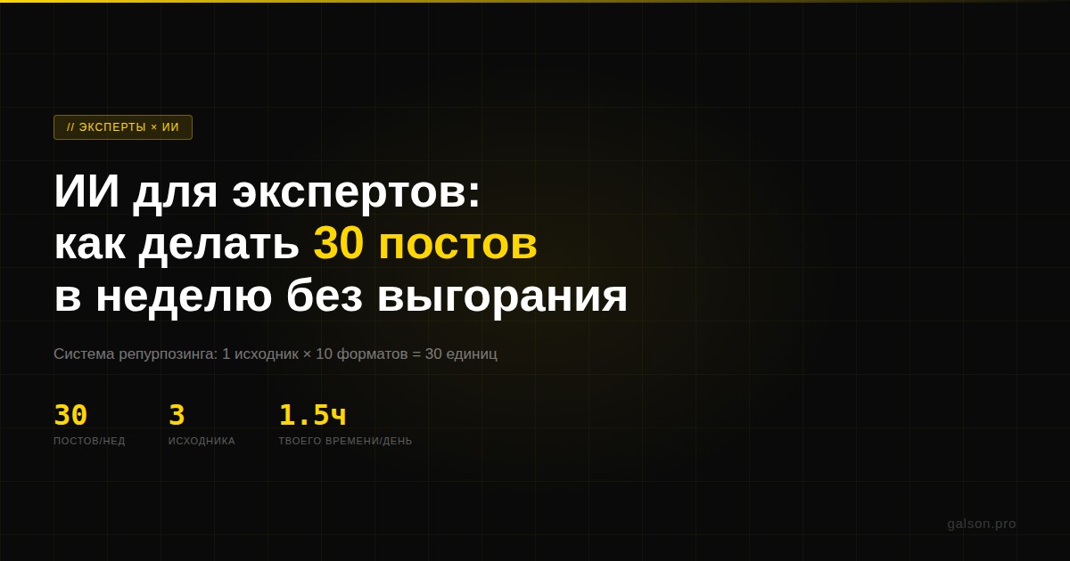 ИИ для экспертов: как делать 30 постов в неделю без выгорания