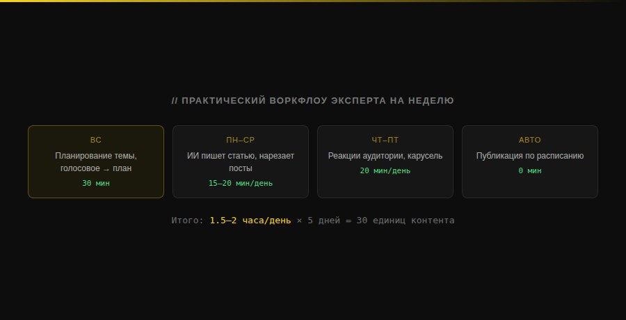 Практический воркфлоу эксперта на неделю