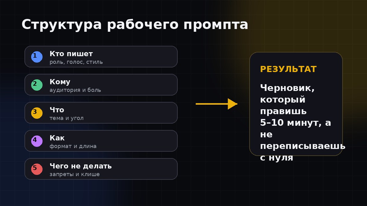 Структура промпта для контента: 5 обязательных компонентов
