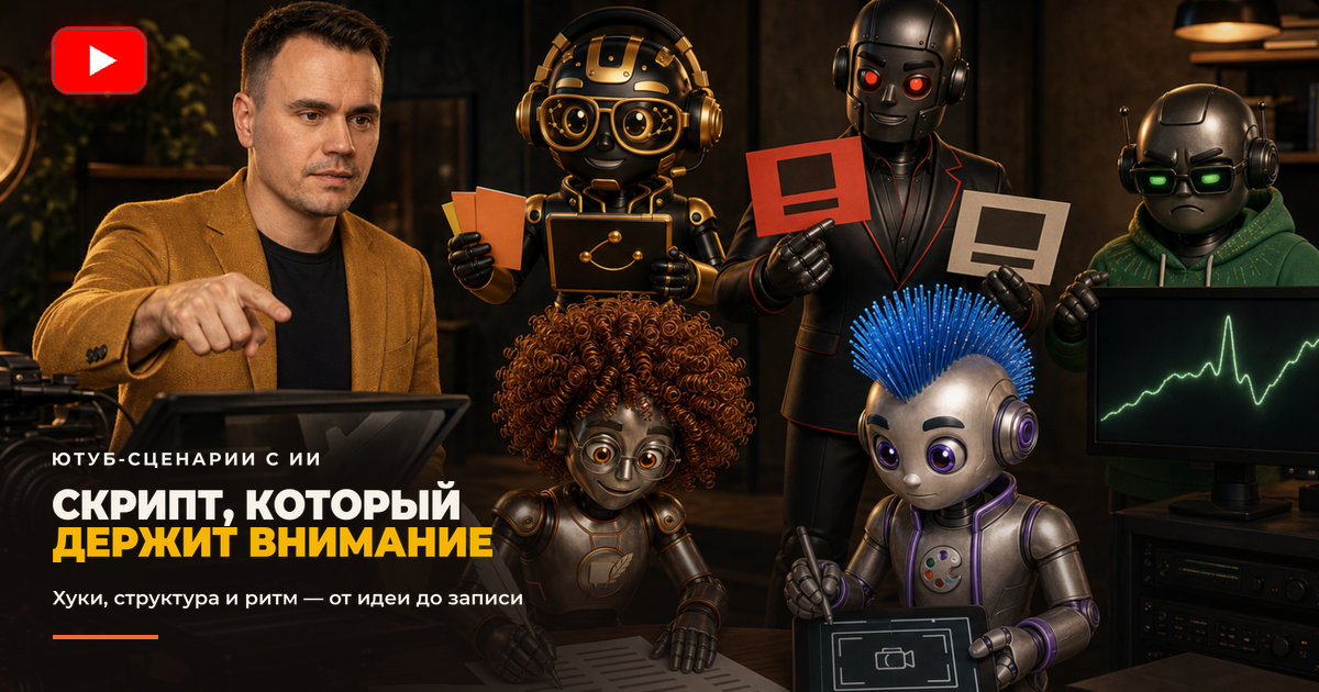 Как писать скрипты для YouTube с ИИ: структура, хуки, удержание