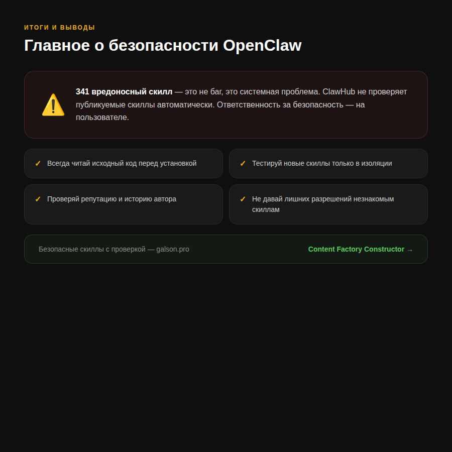 Итоги: безопасность OpenClaw