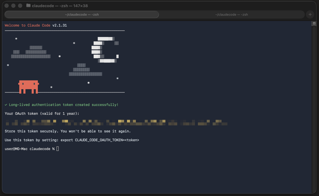 Токен в терминале